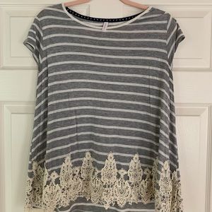 Striped and embroidered hem Xhilaration top